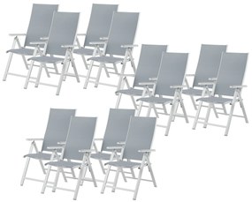 Livarno home Hliníkové kreslo Houston s vysokým operadlom, biele/bledosivé, 12 kusov  (800008946)