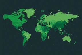 Samolepiaca tapeta detailná mapa sveta v zelenej farbe - 225x150