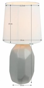 Tempo Kondela Keramická stolná lampa, sivá, QENNY TYP 2 AT15556