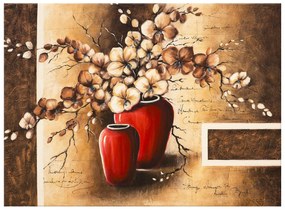 Gario Ručne maľovaný obraz Orchidei v červenej váze Rozmery: 120 x 80 cm