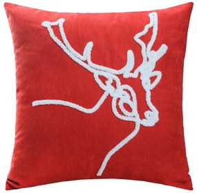 VIANOČNÁ DEKORAČNÁ OBLIEČKA NA VANKÚŠ REINDEER 45X45 CM ČERVENÁ