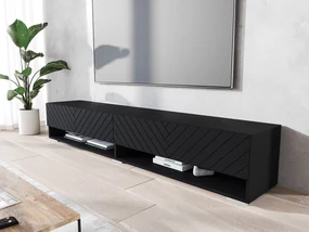 TV stolík/skrinka Adenik 180 MDF, Farby: čierny grafit / čierna fala, Osvetlenie: osvetlenie LED RGB - farebné