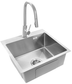 Rea Leo, 1-komorový oceľový drez 500x450x185 mm, oceľová, ZLE-06003
