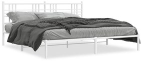 Kovový rám postele s čelom biely 193x203 cm 376379