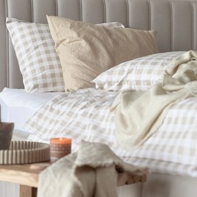 Goldea bavlnené posteľné obliečky - latte kocky 140 x 200 a 70 x 90 cm