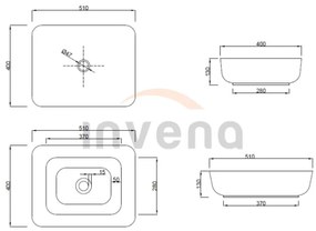 Invena Florina, keramické umývadlo 51x40x13 cm, imitácia kameňa, INV-CE-40-705-C
