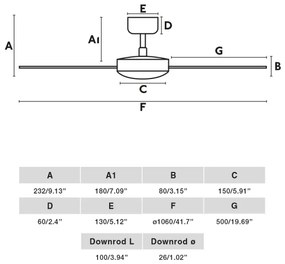 FARO 34296WT-Stropný ventilátor RUDDER S čierna pr. 106 cm WT + diaľkové ovládanie