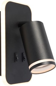 Nástenné svietidlo Pipe Ring, 1x čierne kovové tienidlo + 1x LED 6w, b, vypínač