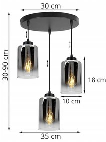 Závesné svietidlo Hella1, 3x sklenené tienidlo (mix 3 farieb), o