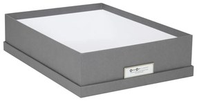Sivý úložný box s menovkou na dokumenty Bigso Box of Sweden Oskar, veľkosť A4