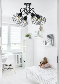 Závesná lampa do LOFT s 4x diamantovo čierna