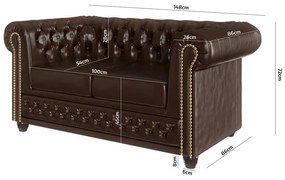 Tmavohnedá pohovka z imitácie kože 148 cm York - Ropez