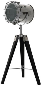 Dekorstudio Podlahová lampa TRIPOD na čiernej trojnožke s chrómovaným tienidlom