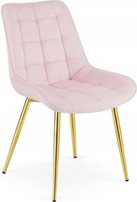 Ružová zamatová stolička BERA so zlatými nohami