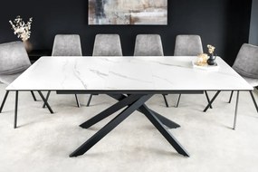 Jedálenský stôl 160 - 200 cm v bielom mramorovom vzhľade
