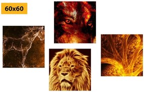 Set obrazov abstraktné zvieratá - 4x 40x40