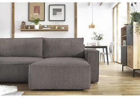 Tmavosivá menčestrová rozkladacia rohová pohovka do "U" Nihad – Bobochic Paris