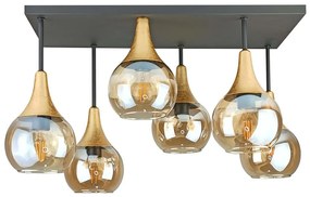 Prisadený luster SOMA 6xE27/60W/230V čierna/zlatá/dymová béžová