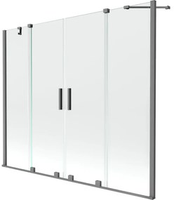 Mexen Velar Duo, 2-krídlová vaňová zástena s posuvnými dverami 190 x 150 cm, transparent, grafitový profil, 896-190-000-02-95