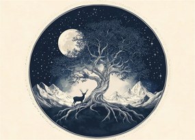 Obraz – Magický strom s jeleňom I. (70x50 cm)
