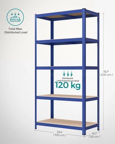 Regál s vysokou nosnosťou do 875 kg, modrý