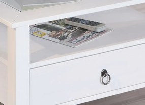 Štvorcový konferenčný stolík Provence, bielená borovica