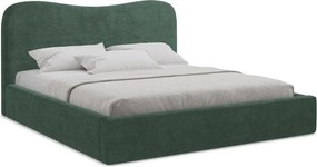 Zelená čalúnená dvojlôžková posteľ s úložným priestorom s roštom 180x200 cm Kahai – Makamii