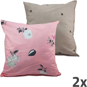 Home Elements Povlak na vankúš obojstranný, sada 2 ks, ružová a svetlo šedá