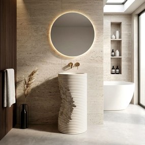 Rea Travena Round, voľne stojace umývadlo 410x410x860 mm, béžová-imitácia kameňa, REA-U3533