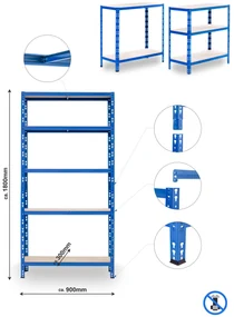 Trestles Balíček 10xSUPER HIT - Policový regál 1800x900x300 Farba: modrá