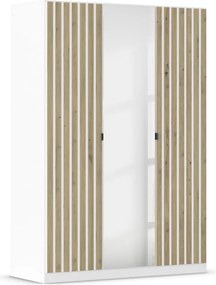 Šatníková skriňa so zrkadlom Genua, 136 cm, biela/dub artisan