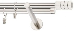 Dekorstudio Niklová dvojradová garniža NORDIC 19mm Dĺžka: 280cm, Typ uchytenia: Držiak dvojitý modern, Typ príslušenstva: Krúžky tiché so štipcami