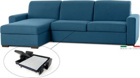 Rohová sedacia súprava na každodenné spanie ONE s rozkladom, ľavá, 140, modrá (enjoy new lux - 28 blue)