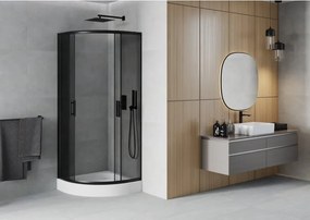 Mexen Rio polkruhový sprchovací kút 80 x 80 cm, grafitový, čierny + vanička, biela - 863-080-080-70-40-4710