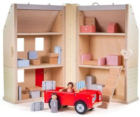 Bigjigs Toys Rozkládací domeček s příslušenstvím