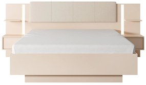Manželská posteľ 160 cm s nočnými stolíkmi Danton K (s úložným priestorom) (bez matraca a roštu) (béžová). Vlastná spoľahlivá doprava až k Vám domov. 1071334