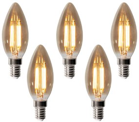 Set van 5 E14 dimbare LED lampen B35 smoke 4W 300 lm 2200K