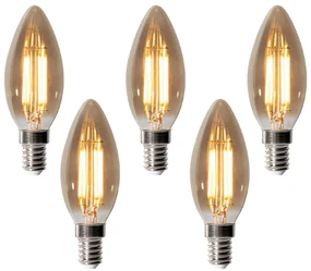 Set van 5 E14 dimbare LED lampen B35 smoke 4W 300 lm 2200K