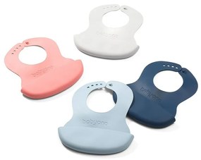 Baby Ono Nastaviteľný plastový podbradník s vreckom, ružová