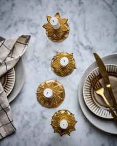 House Doctor Ochranný krúžok na sviečku Antique Brass – set 4 ks