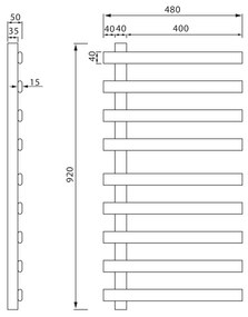 Sapho, ELCOR elektrický sušiak uterákov 480x920x50mm, 128W, biela matná, EB450