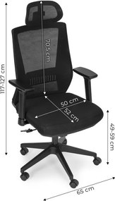 Otočná kancelárska stolička s tvarovaným operadlom a opierkou hlavy, nastaviteľná výška