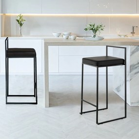 Čierna barová stolička z imitácie kože (výška sedadla 65 cm) Dodo – Tomasucci