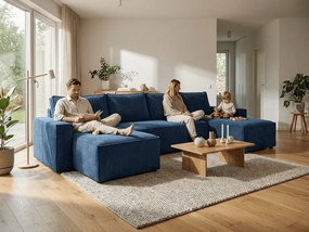 Tmavomodrá sedacia súprava do U SMART COSARO 295x140 cm