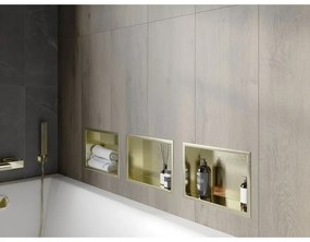 Mexen X-Wall-R, polička na zapustenie na obklad s golierom 30 x 20 cm, zlatá lesklá, 1950302010