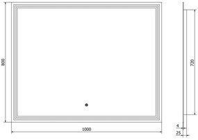 Mexen Taco, LED kúpeľňové zrkadlo s podsvietením 100 x 80 cm, 6000K, ochrana proti zahmlievaniu, 9805-100-080-611-00