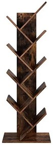 Regál na knihy, 8 políc, 141,5x50x25cm, vintage hnedý