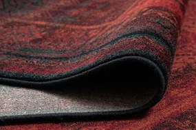 Vlnený koberec OMEGA Nakbar Orientálny vzor, rubínovo - červený