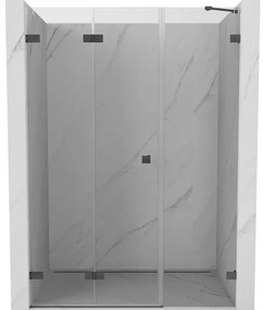 Mexen Lunar-F, skladacie ľavé sprchové dvere 115 cm, 8mm číre sklo, brúsený grafit profil, 836S-115-050-66-00-L