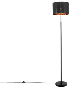Moderná stojaca lampa čierna so zlatým okrúhlym - VT